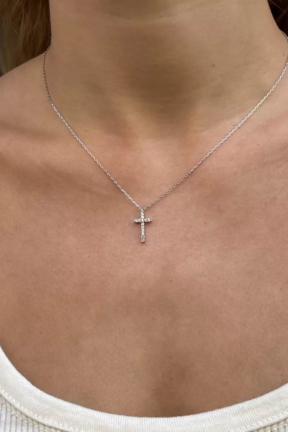 Brandy Melville Copper Faux Rhinestone Cross Necklace