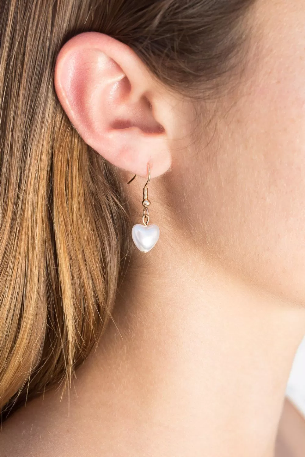 Brandy Melville Faux Pearl Heart Earrings