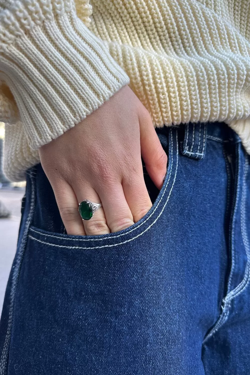 Brandy Melville Green Stone Ring