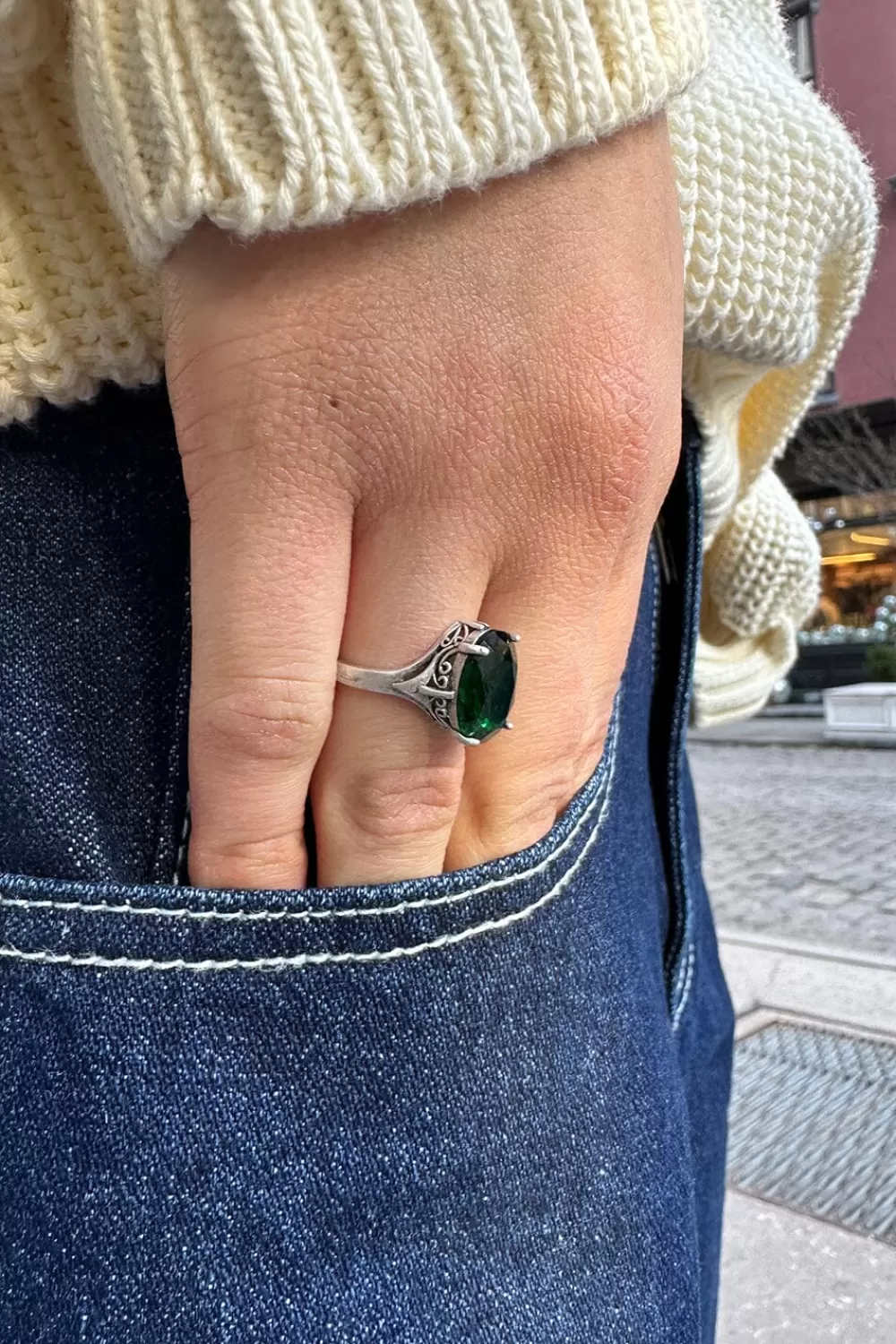 Brandy Melville Green Stone Ring