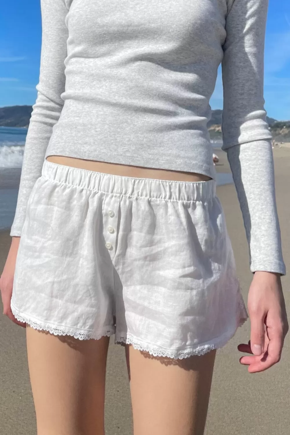 Brandy Melville Keira Linen Lace Shorts