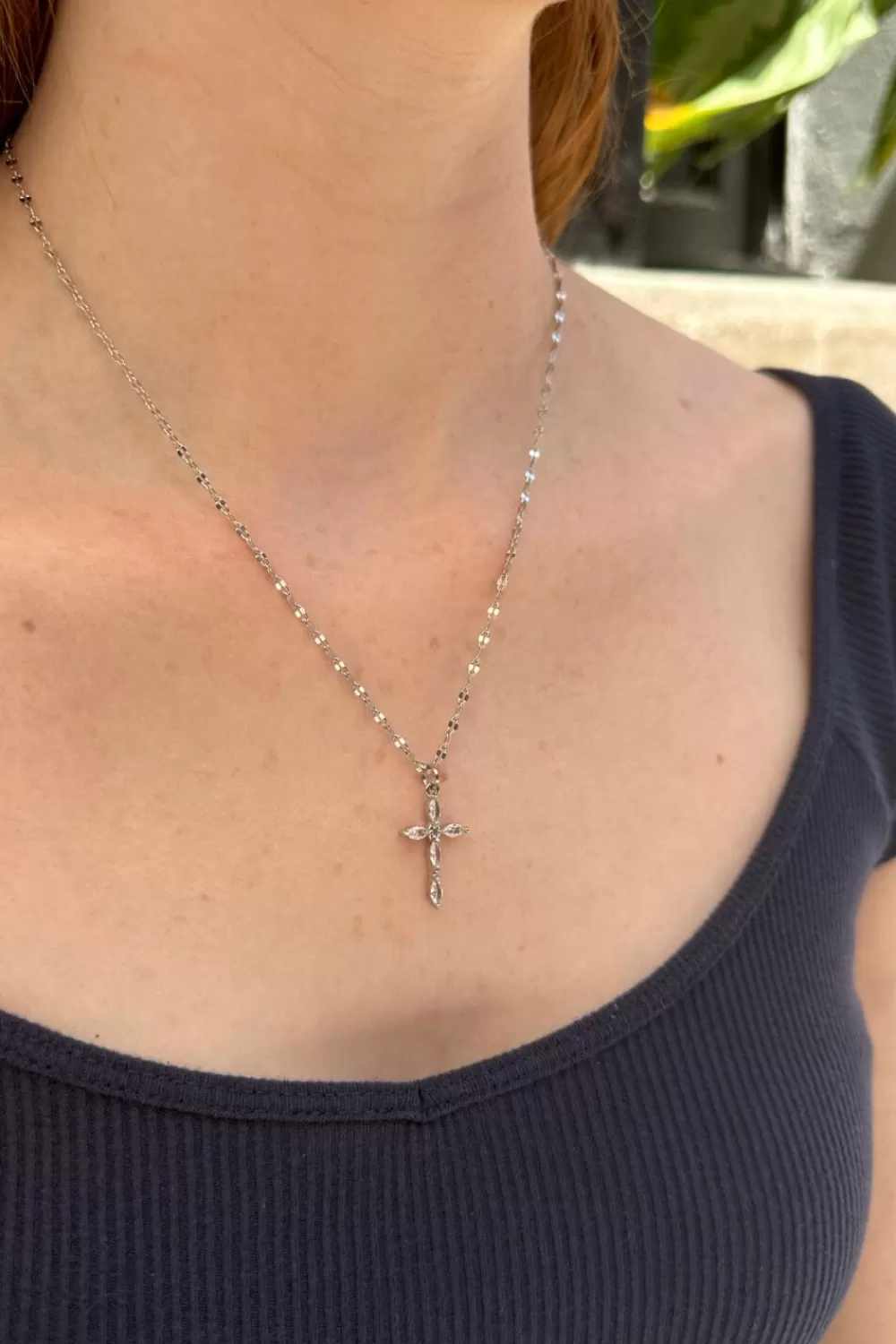 Brandy Melville Rhinestone Cross Necklace