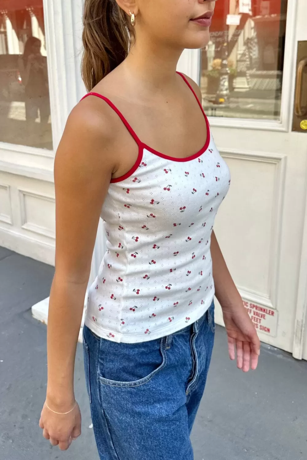 Brandy Melville Skylar Pointelle Cherry Tank