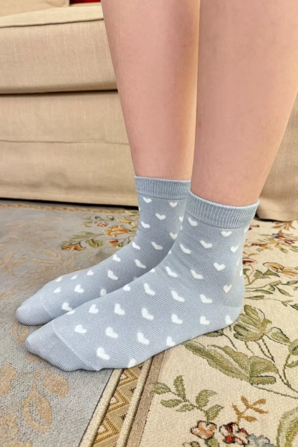 Brandy Melville White Heart Ankle Socks