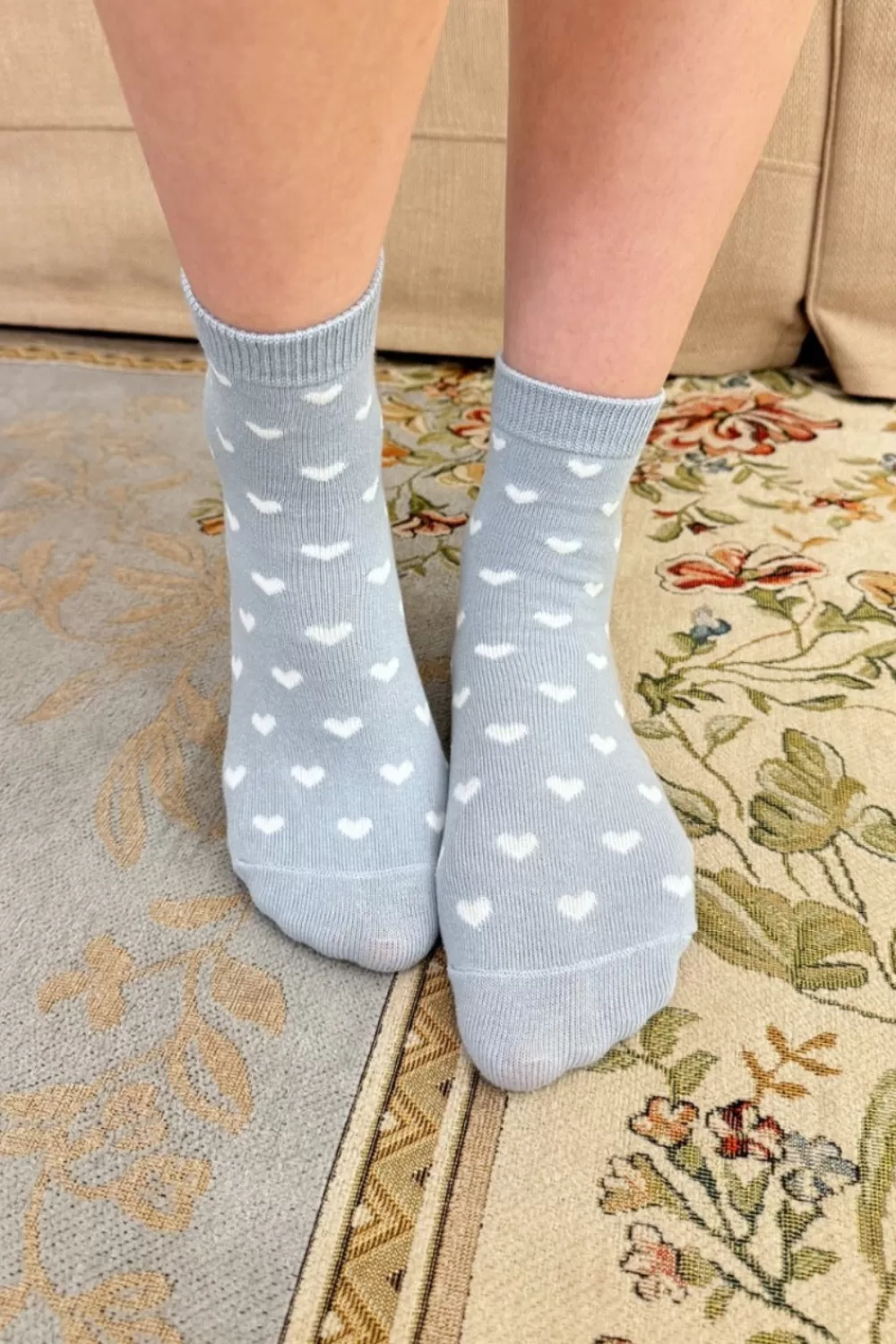 Brandy Melville White Heart Ankle Socks